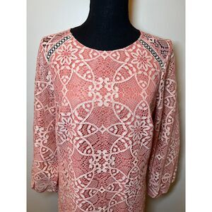 Vince Camuto Coral Lace Dress Balloon Sleeve size 10 NWT